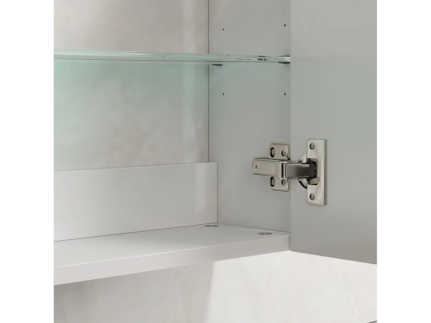 Armadietto bagno da parete bianco con 3 ripiani regolabili in vetro