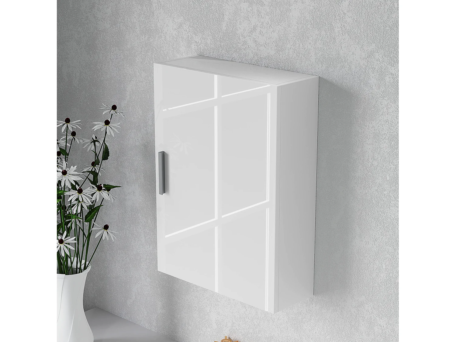 Armadietto bagno da parete bianco con 3 ripiani regolabili in vetro