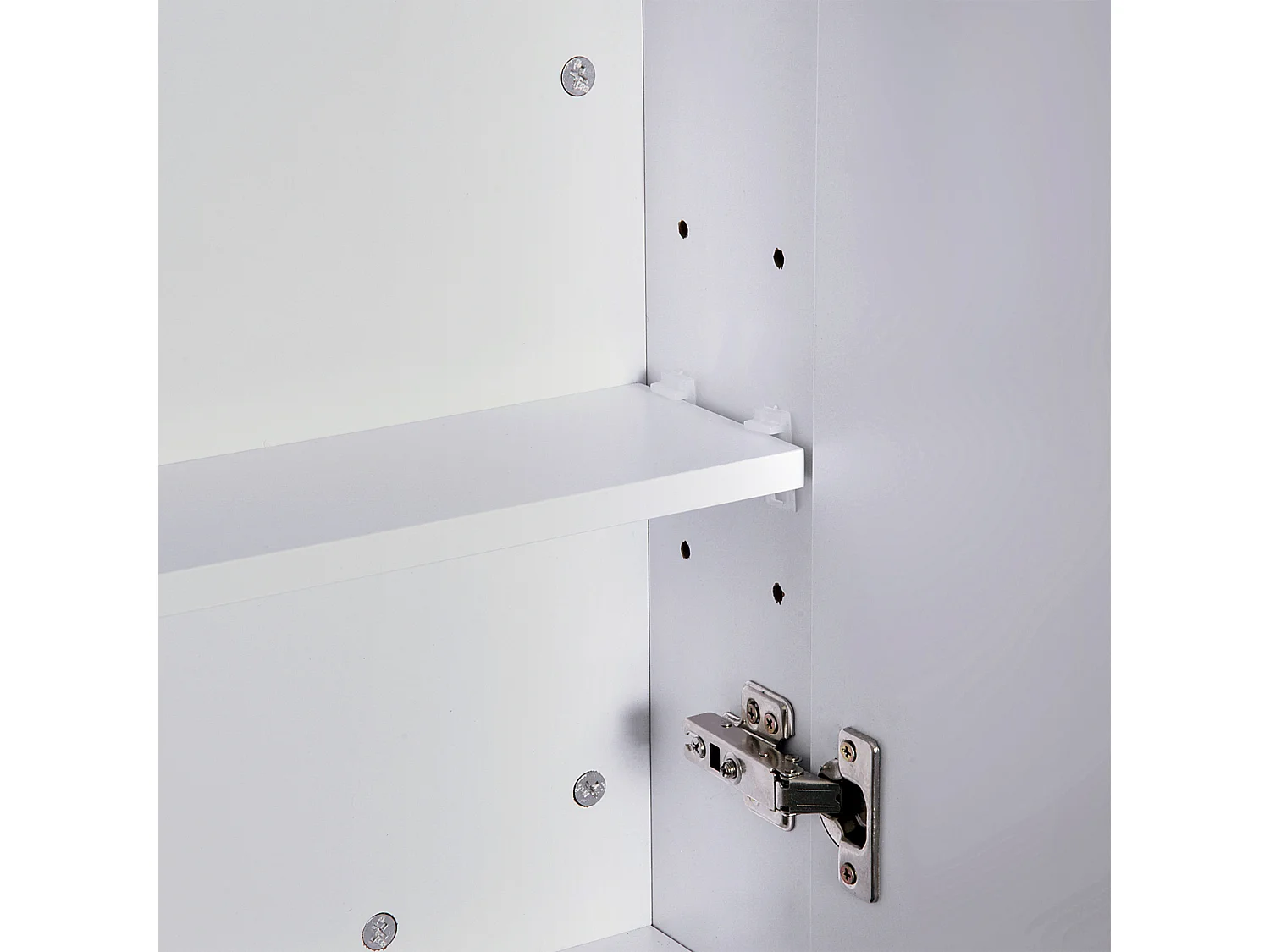 Armadietto pensile da bagno 2 ante con specchiera e ripiani mdf bianco