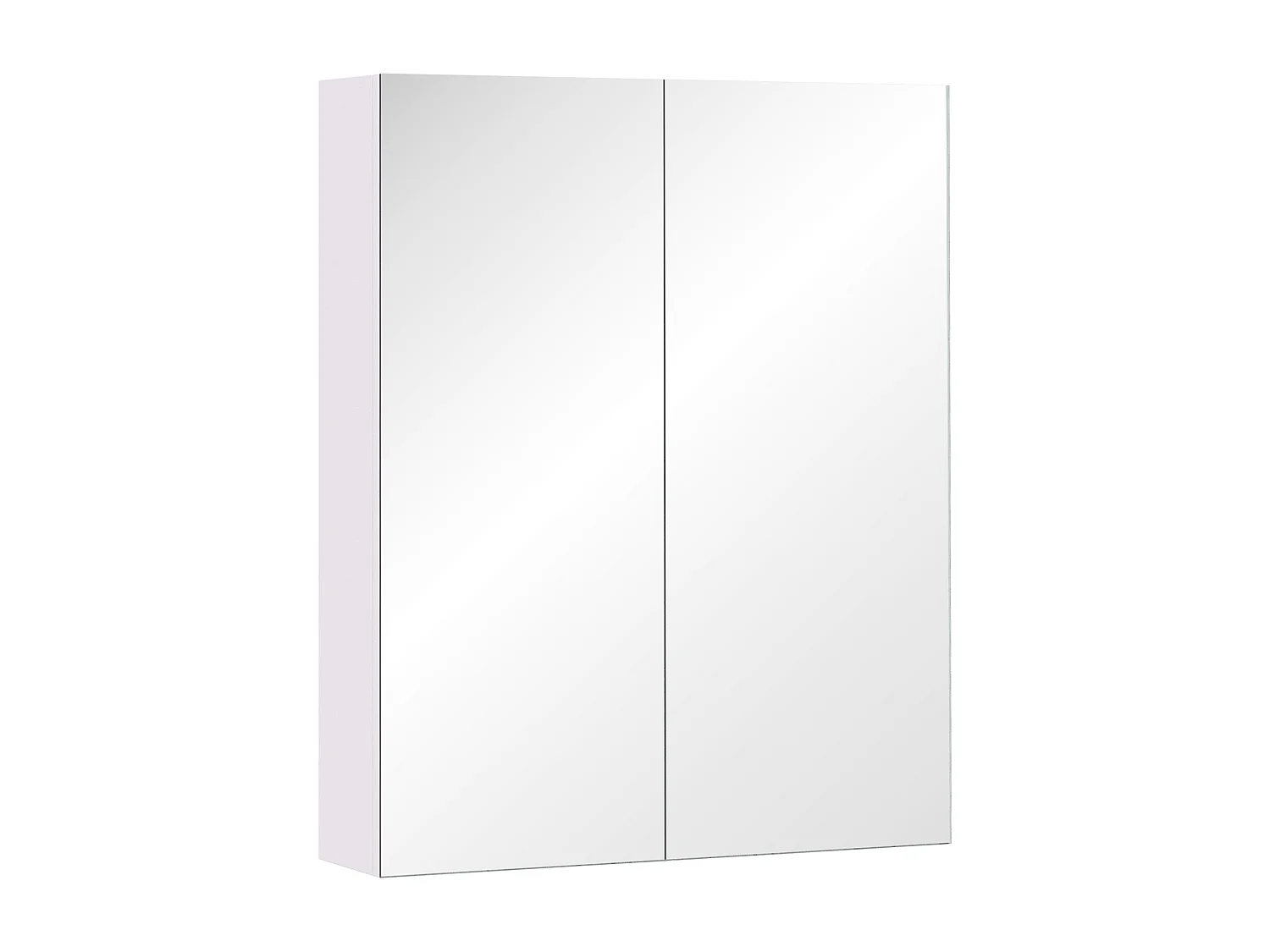 Armadietto pensile da bagno 2 ante con specchiera e ripiani mdf bianco