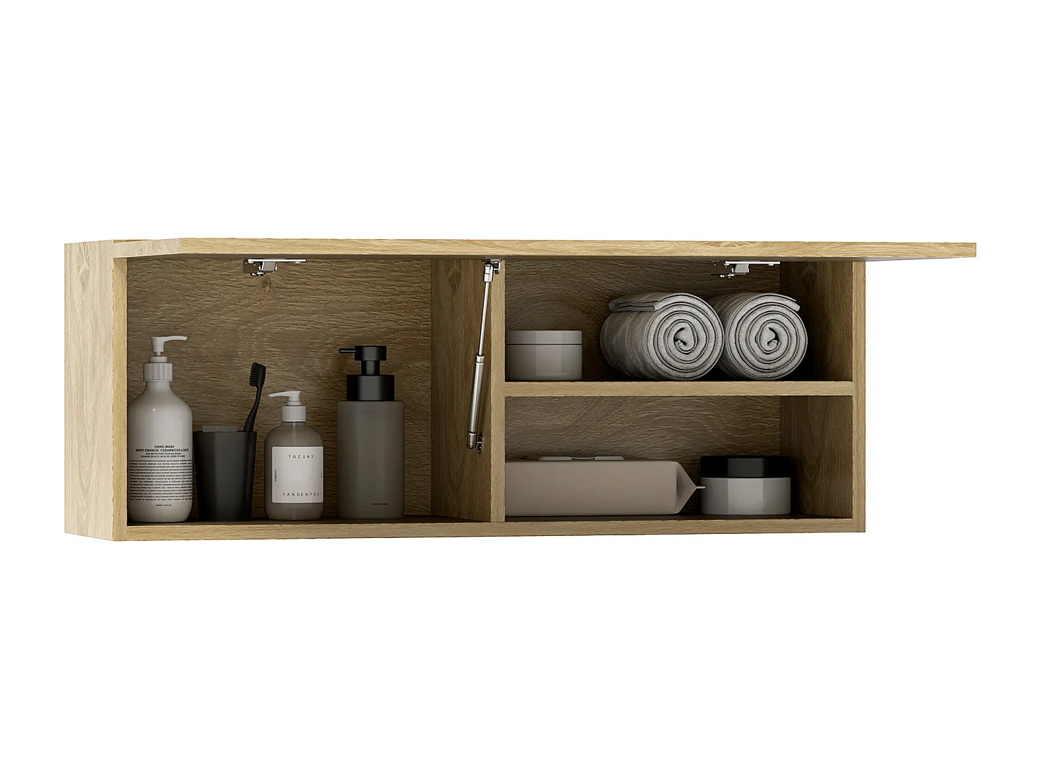 Mobile bagno pensile sospeso con anta a ribalta 80x25x30 cm legno