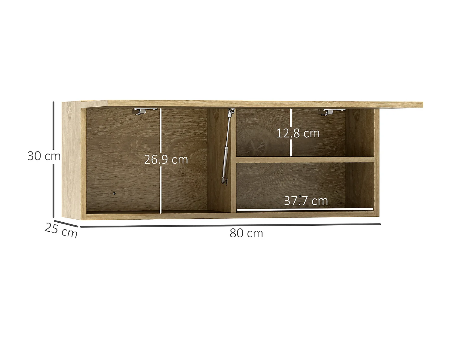 Mobile bagno pensile sospeso con anta a ribalta 80x25x30 cm legno