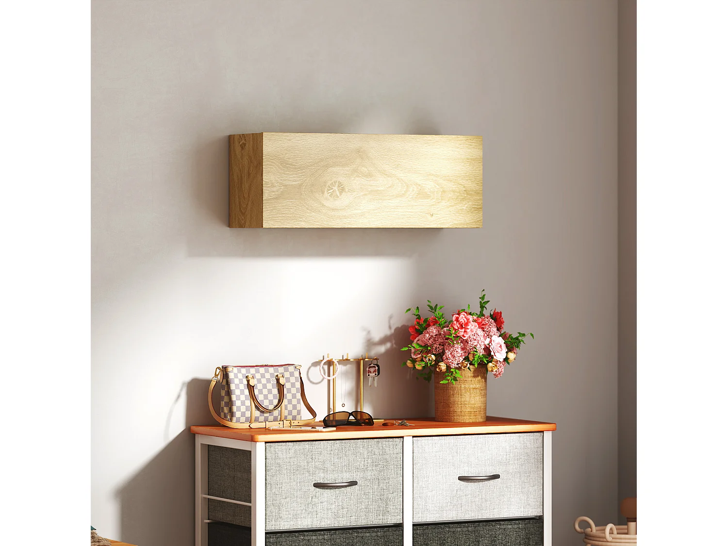 Mobile bagno pensile sospeso con anta a ribalta 80x25x30 cm legno