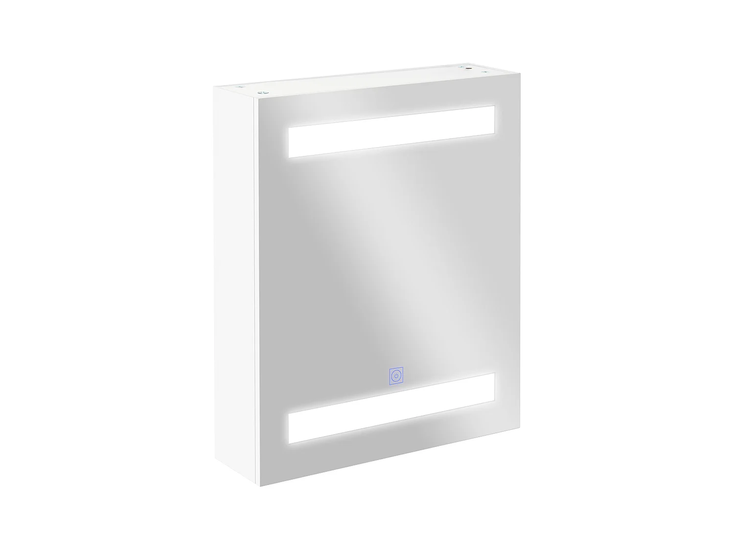 Armadietto pensile da bagno con 1 anta e luci a led in mdf bianco