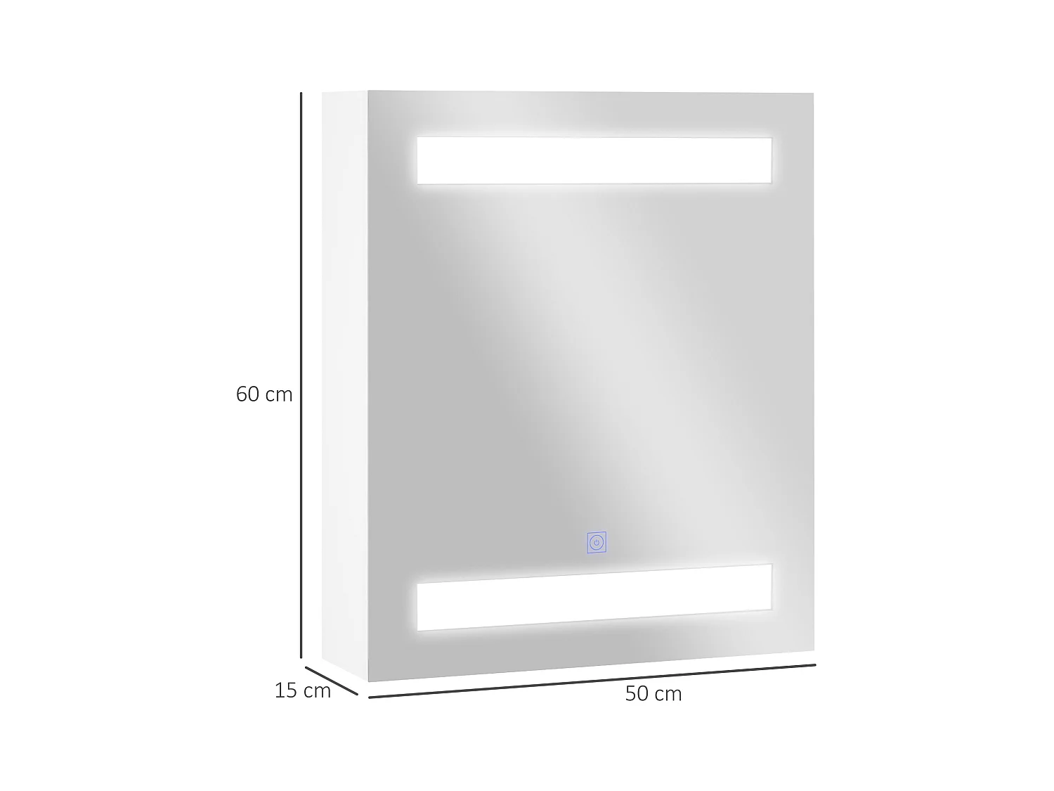 Armadietto pensile da bagno con 1 anta e luci a led in mdf bianco