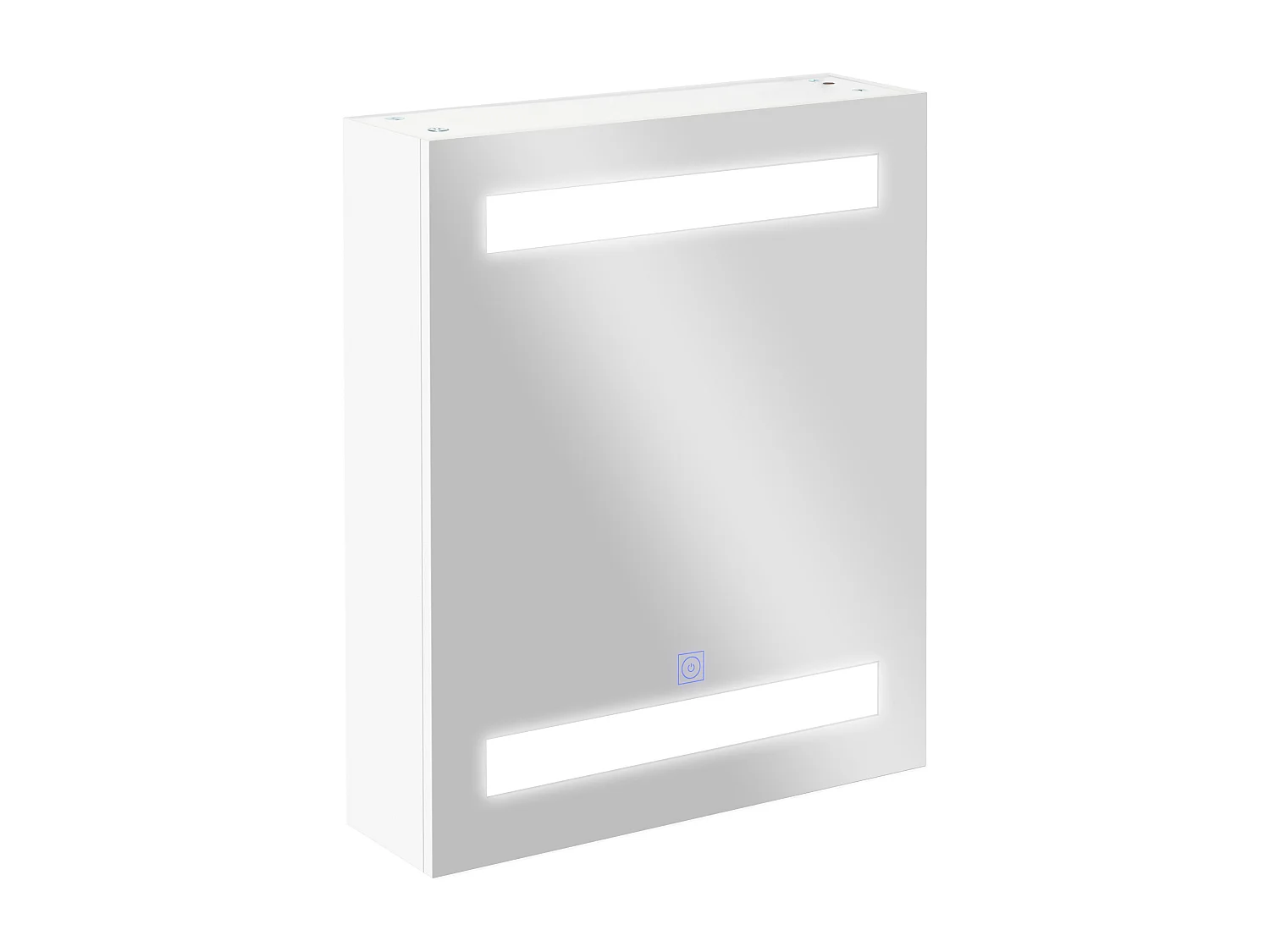 Armadietto pensile da bagno con 1 anta e luci a led in mdf bianco