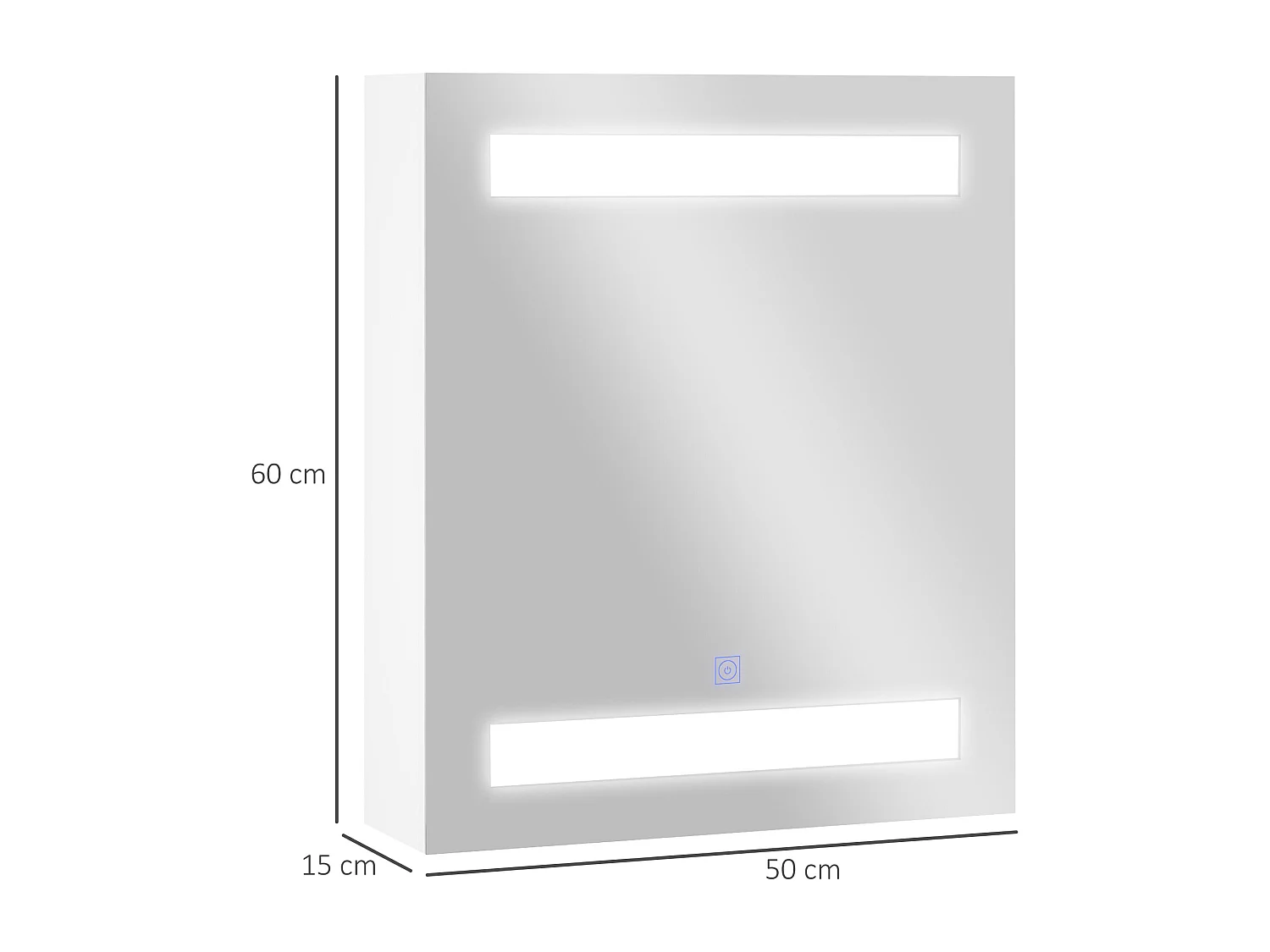 Armadietto pensile da bagno con 1 anta e luci a led in mdf bianco
