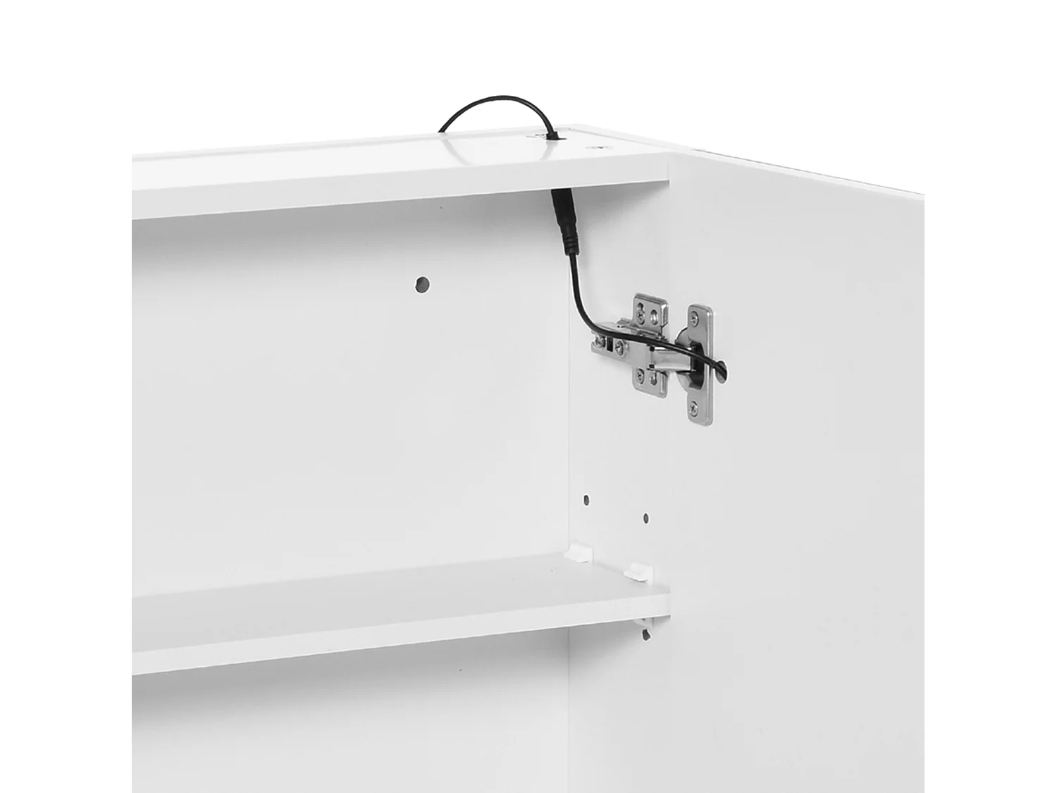 Armadietto pensile da bagno con 1 anta e luci a led in mdf bianco