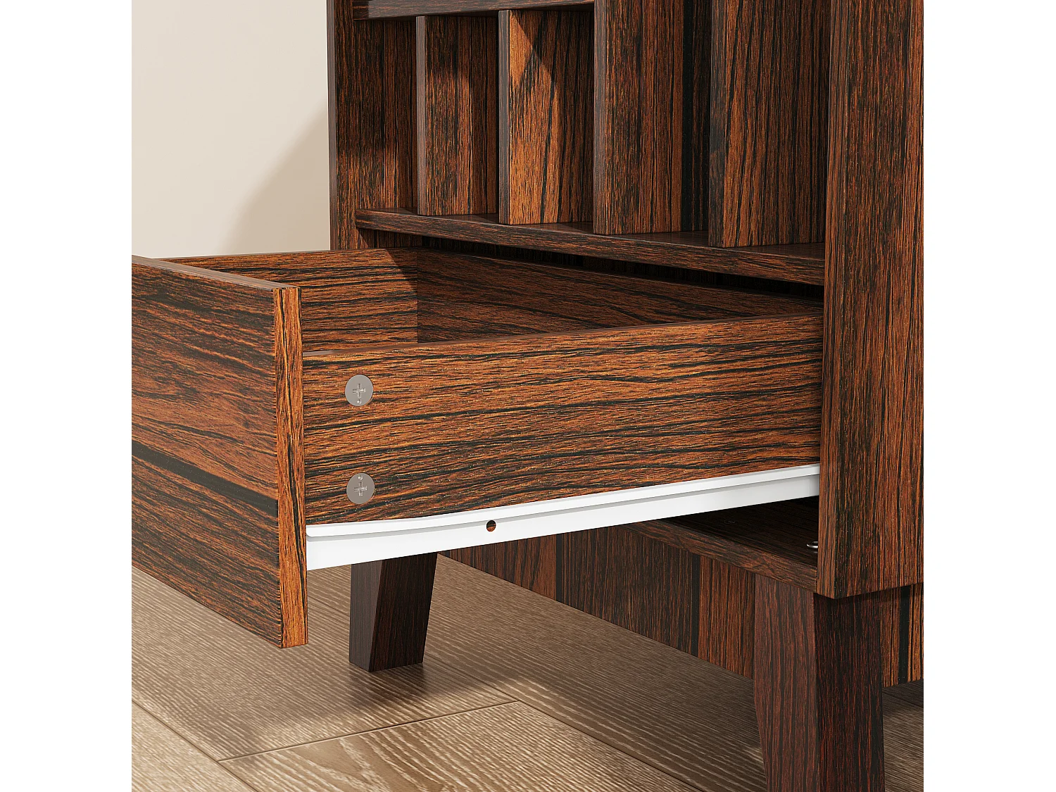 Buffet de Cuisine avec 1 Porte, 2 Tiroirs et 7 Compartiments Ouverts pour Salle de Séjour et Restaurant, 50 x 40 x 80 CM, Marron