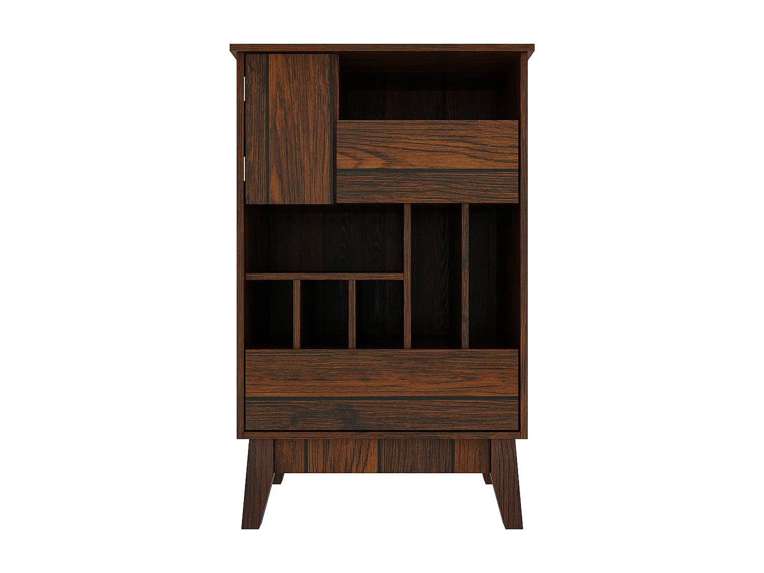 Buffet de Cuisine avec 1 Porte, 2 Tiroirs et 7 Compartiments Ouverts pour Salle de Séjour et Restaurant, 50 x 40 x 80 CM, Marron