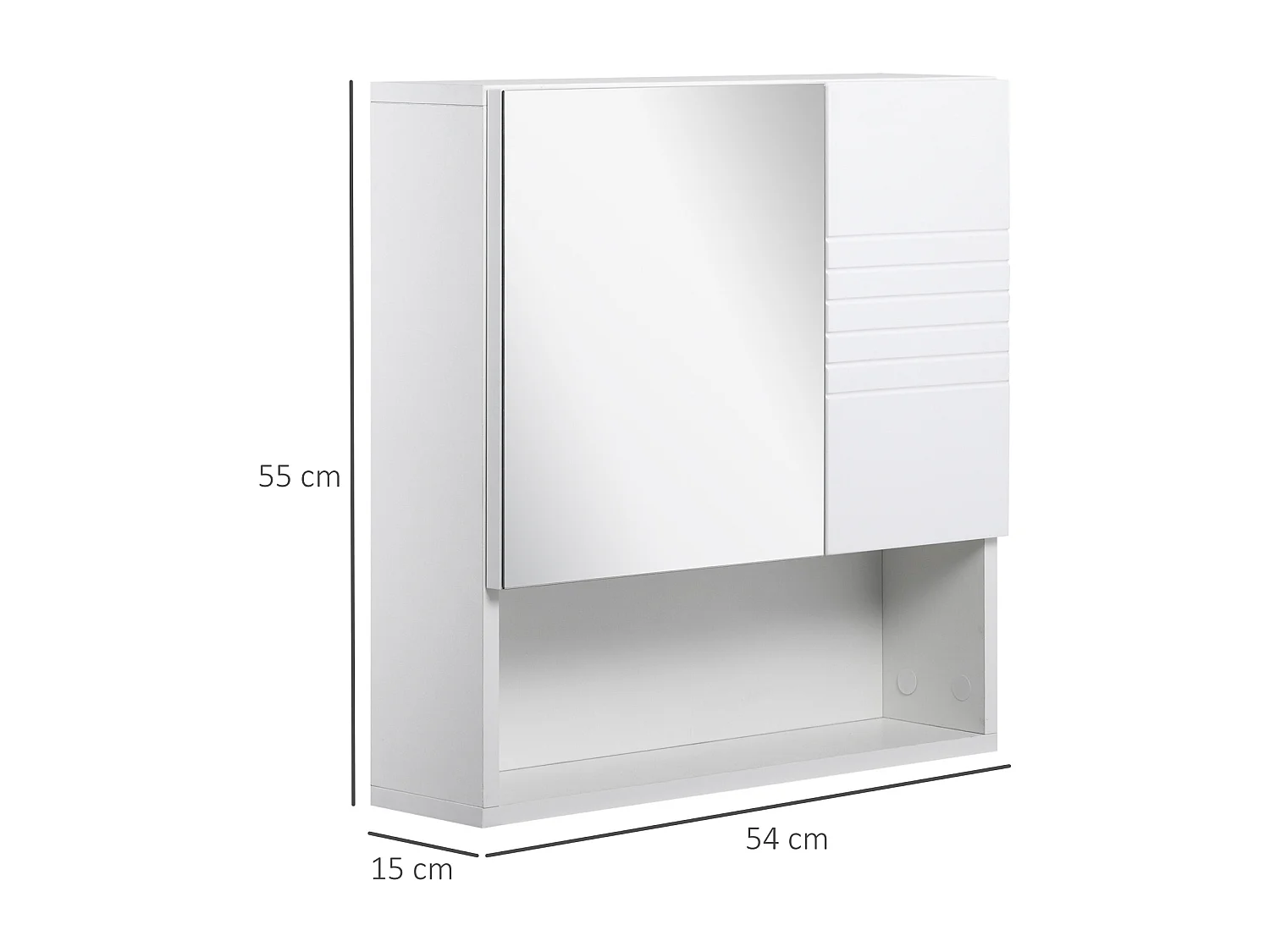 Mobiletto bagno pensile con specchiera 54x15x55cm bianco