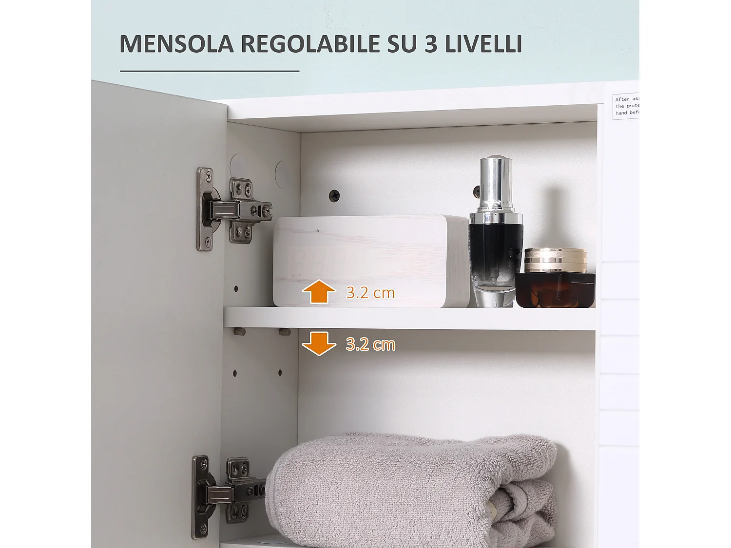 Mobiletto bagno pensile con specchiera 54x15x55cm bianco