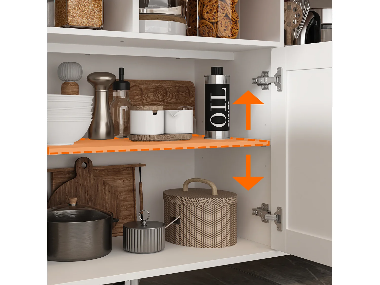 Îlot Central de Cuisine avec 2 Tiroirs, 2 Compartiments Ouverts, 1 Porte, Grand Plan de Travail Extensible, 80 x 80 x 80.5 CM, Blanc