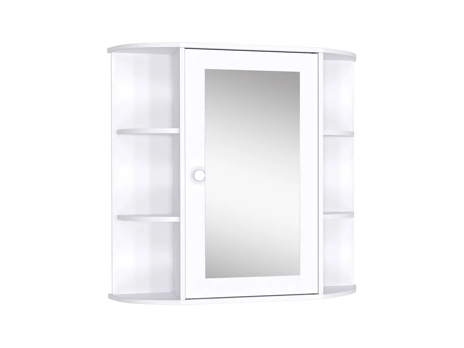 Mobiletto pensile da bagno con specchiera con mensole in legno bianco