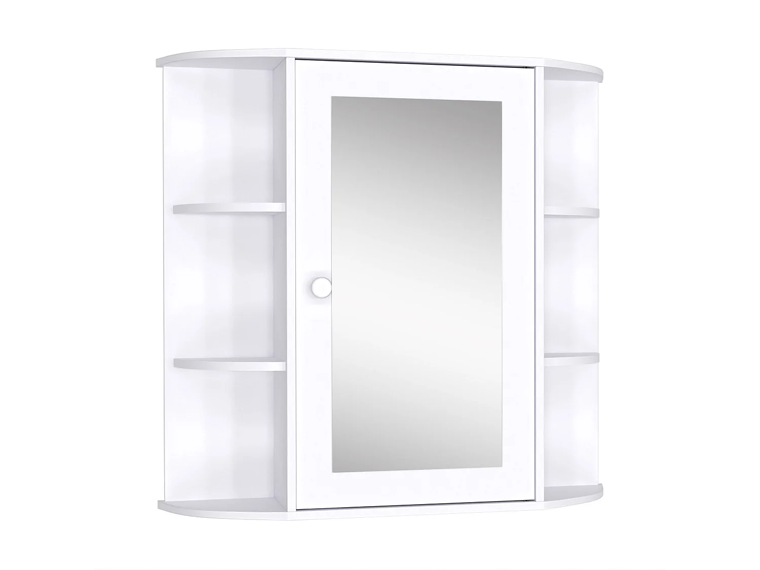 Mobiletto pensile da bagno con specchiera con mensole in legno bianco