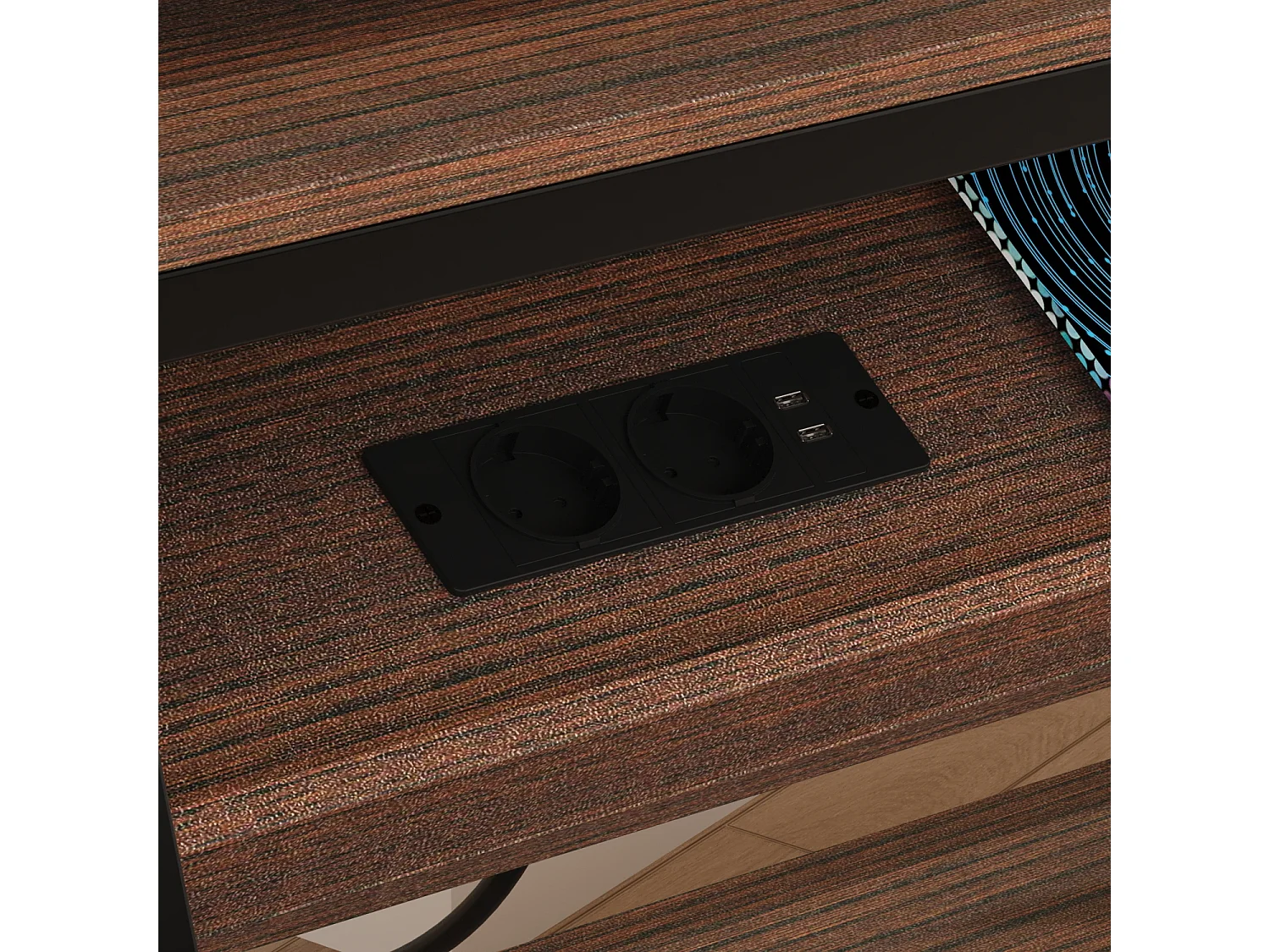 Petit Support TV sur Pied à Roulettes avec Cadre en Métal, Meuble TV avec 3 Étagères et Prises, 32 à 55 Pouce TV, Café