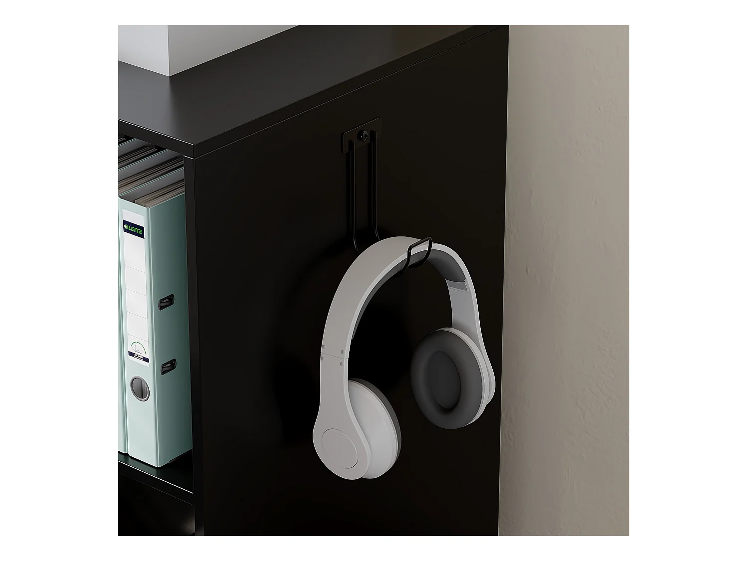 Caisson de Bureau avec 1 Tiroir, 2 Compartiments, Desserte de Bureau à Roulettes, 60 x 40 x 60 cm, Noir