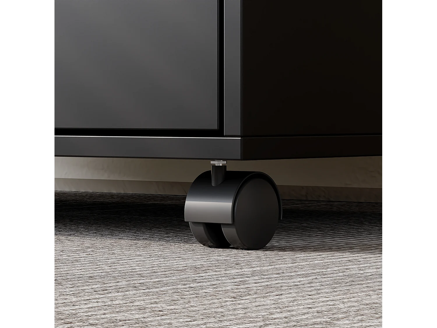 Caisson de Bureau avec 1 Tiroir, 2 Compartiments, Desserte de Bureau à Roulettes, 60 x 40 x 60 cm, Noir