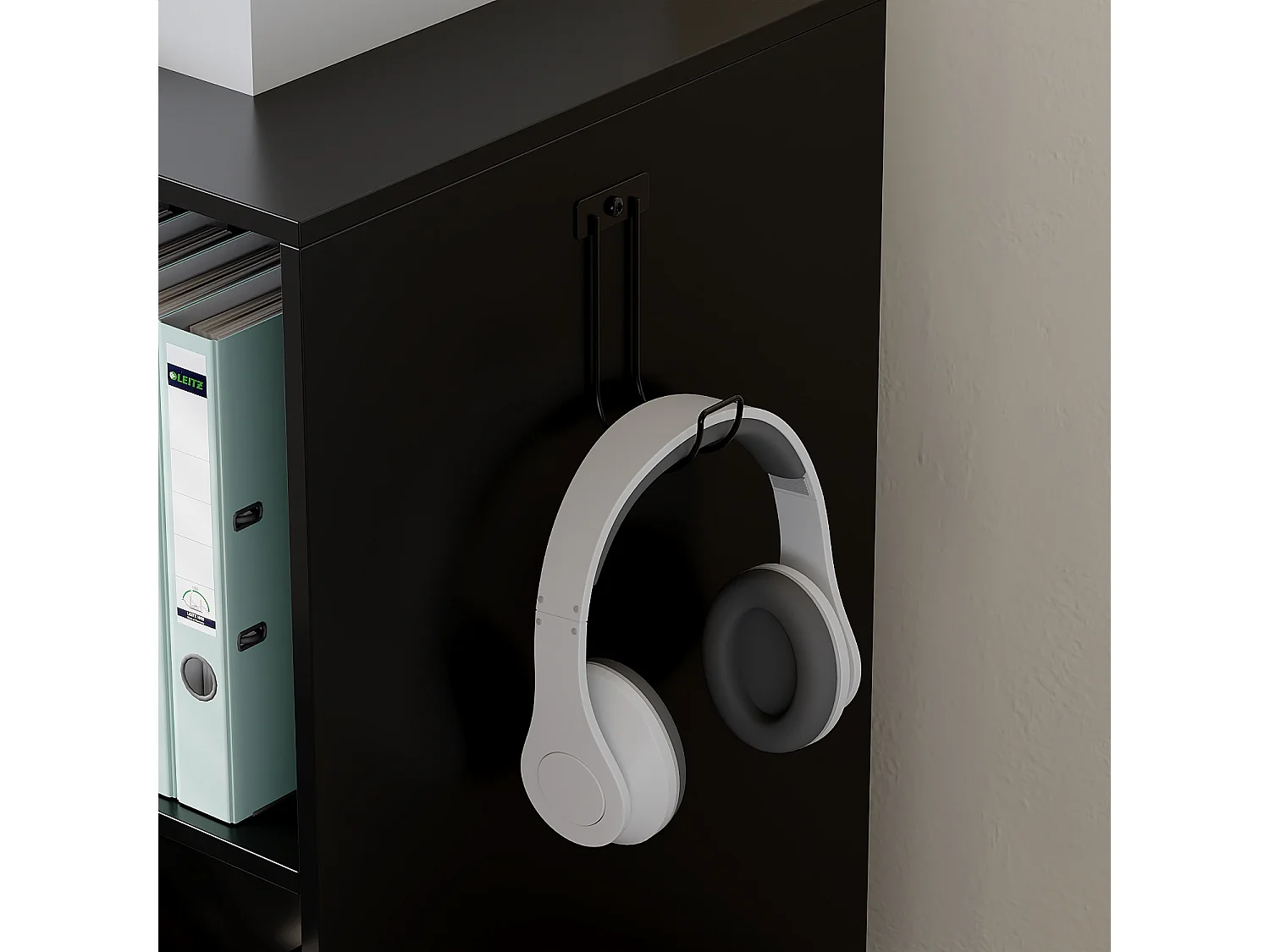 Caisson de Bureau avec 1 Tiroir, 2 Compartiments, Desserte de Bureau à Roulettes, 60 x 40 x 60 cm, Noir