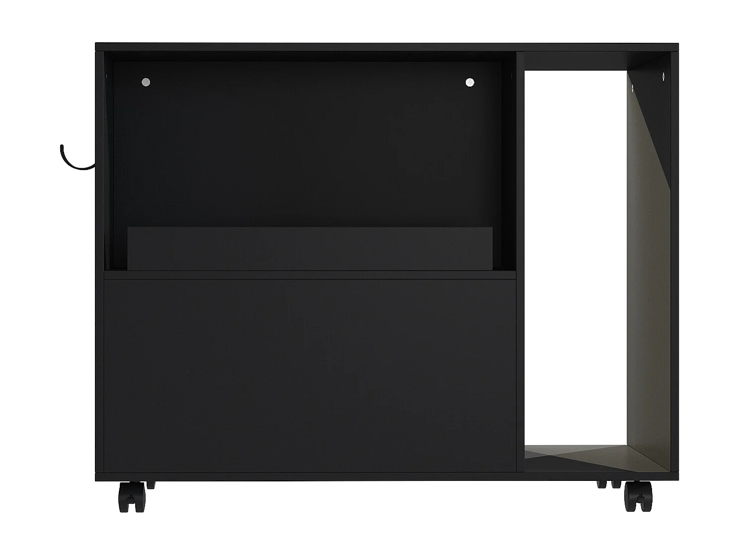Caisson de Bureau avec 1 Tiroir, 2 Compartiments, Desserte de Bureau à Roulettes, 60 x 40 x 60 cm, Noir