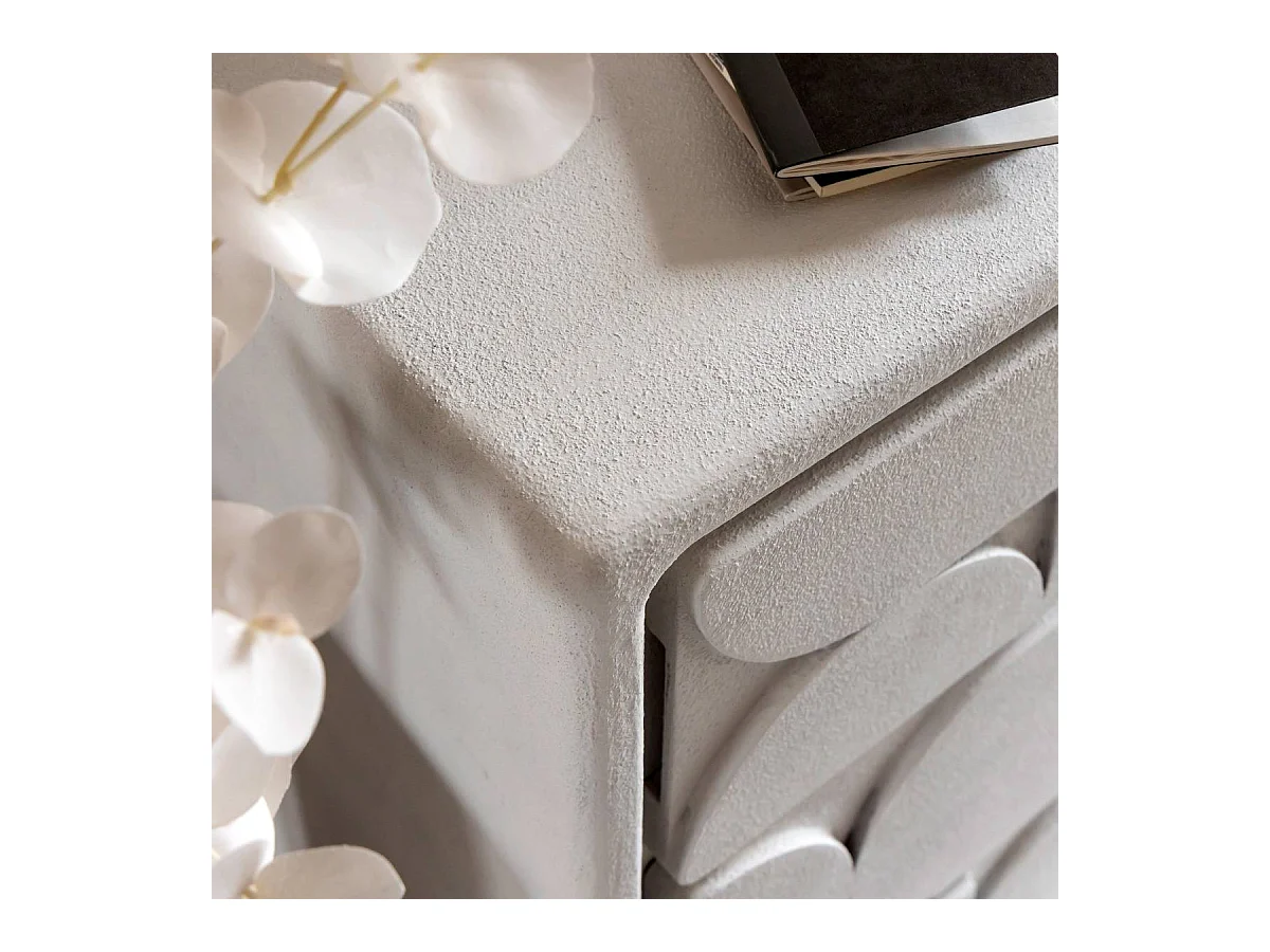 Petite commode 3 portes bois effet béton blanc Danaé