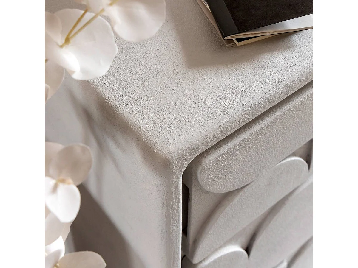 Petite commode 3 portes bois effet béton blanc Danaé