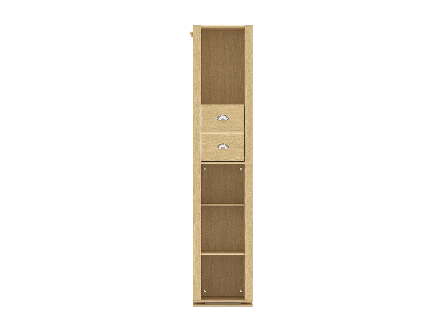 Vestiaire Pivotante avec Miroir pour l’Entrée, Meuble d’Entrée avec 2 Tiroirs et 4 Compartiments Ouverts, 40 x 40 x 160cm, Naturel