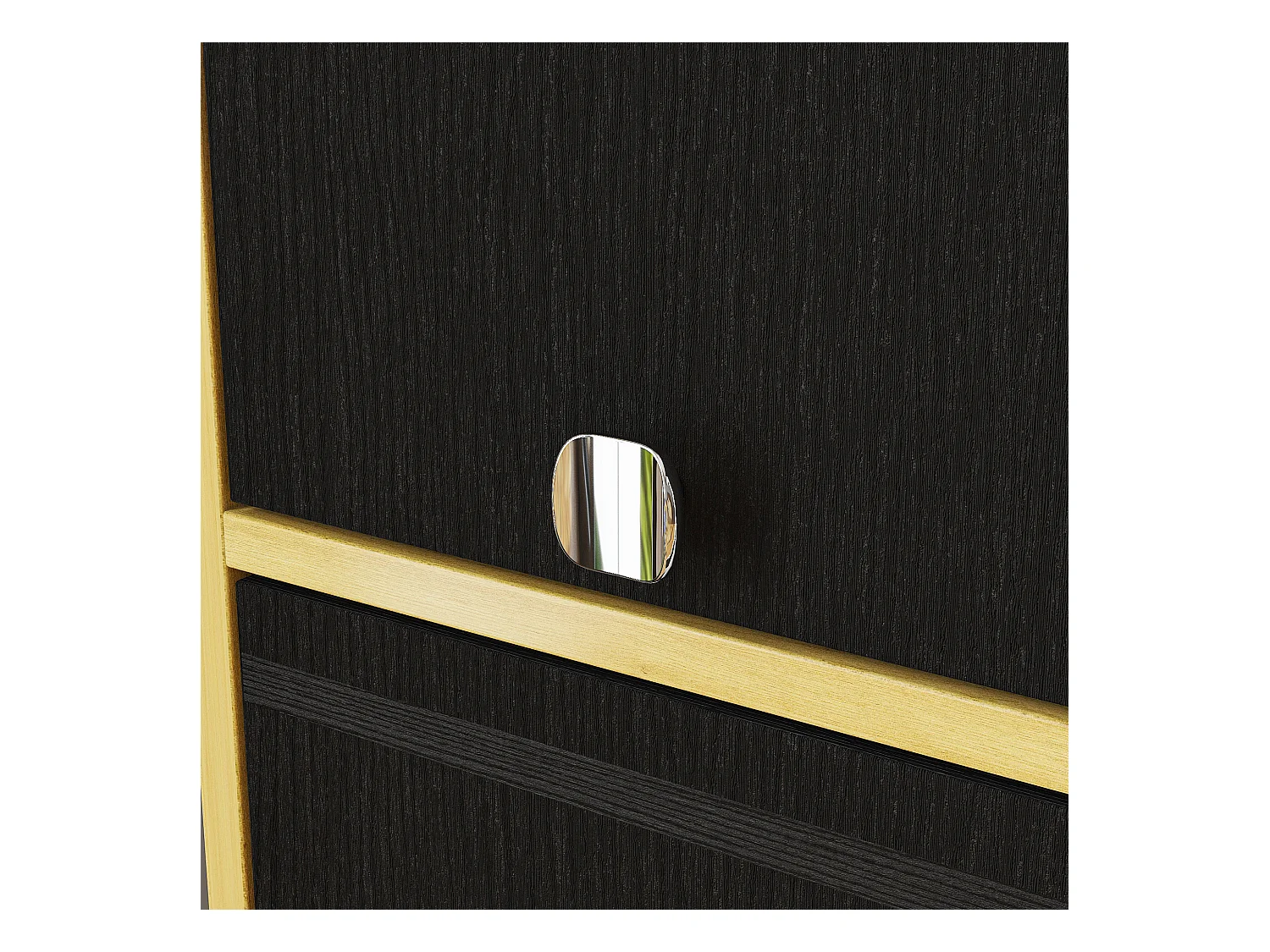 Colonne de Cuisine avec 4 Portes Abattantes, Poignée Bouton Argentée, Salle à Manger, 40 x 30 x 160cm, Naturel et Noir