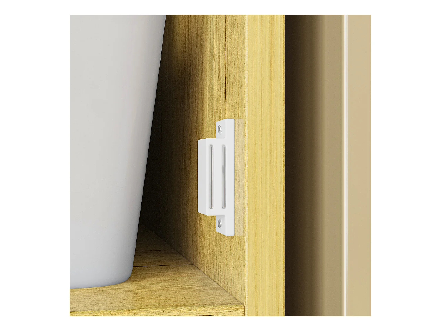 Colonne de Cuisine avec 4 Portes Abattantes, Poignée Bouton Argentée, Salle à Manger, 40 x 30 x 160cm, Naturel et Noir