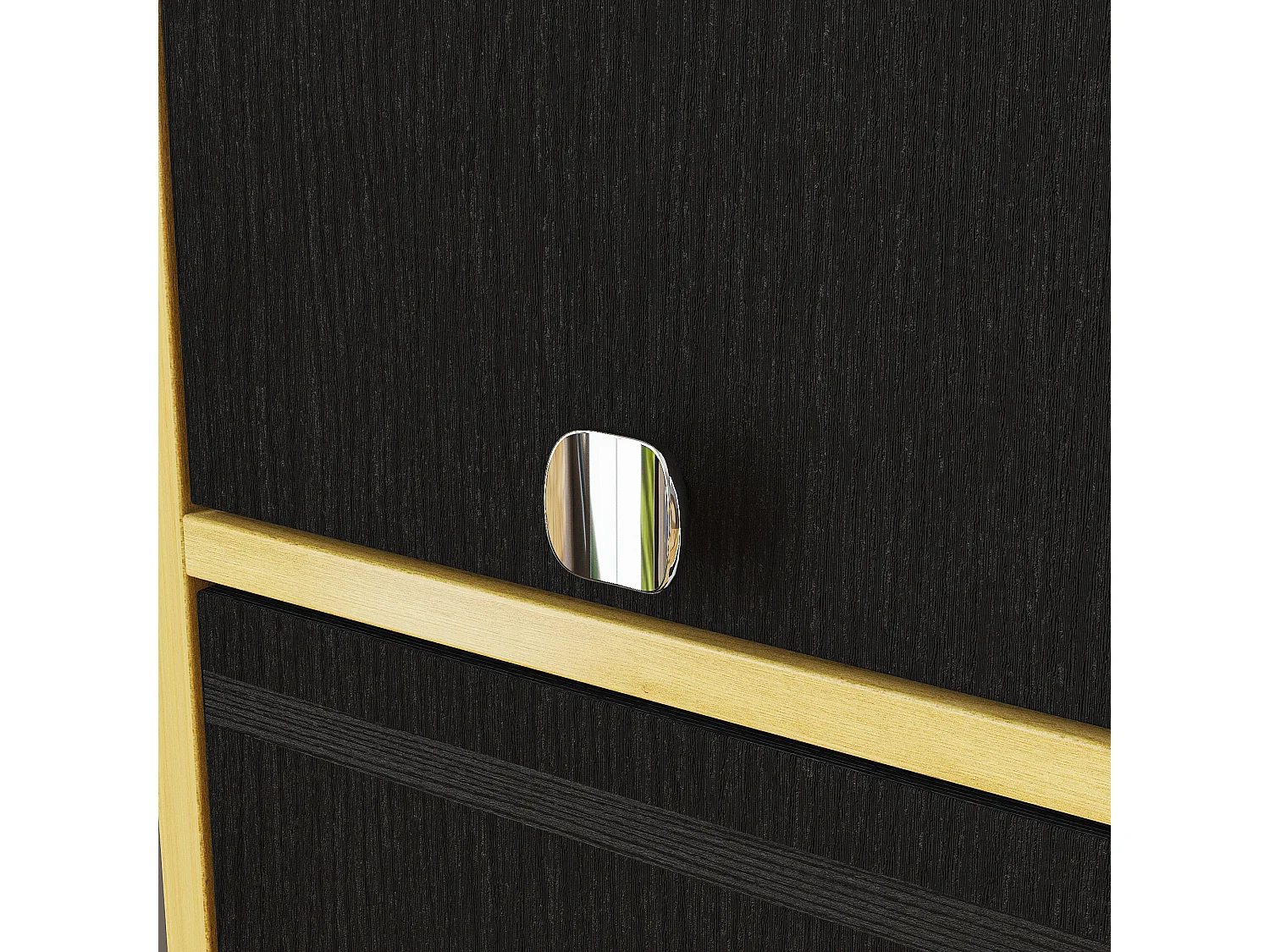 Colonne de Cuisine avec 4 Portes Abattantes, Poignée Bouton Argentée, Salle à Manger, 40 x 30 x 160cm, Naturel et Noir