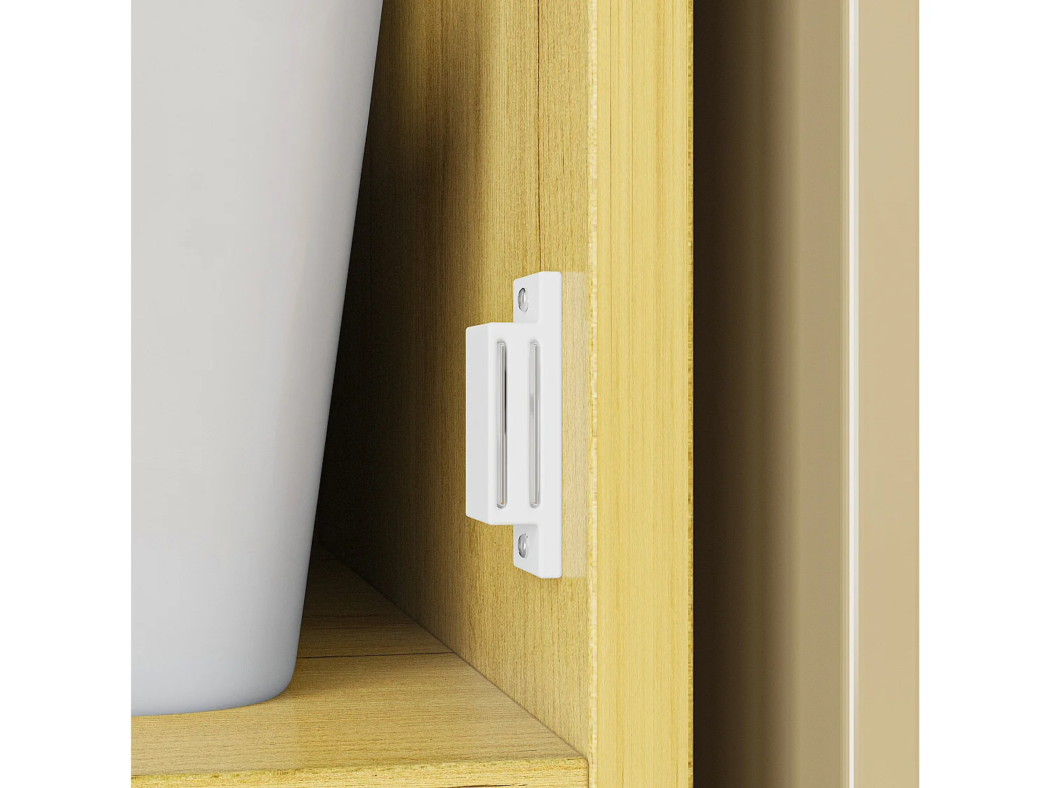 Colonne de Cuisine avec 4 Portes Abattantes, Poignée Bouton Argentée, Salle à Manger, 40 x 30 x 160cm, Naturel et Noir