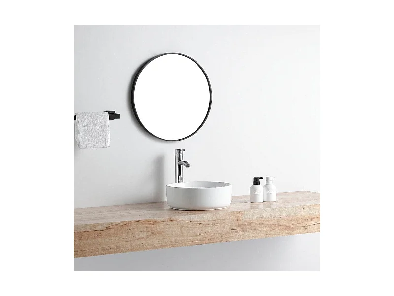 Aufsatzwaschbecken aus glasierter Keramik MENDOZA Ø36 cm weiß/gold