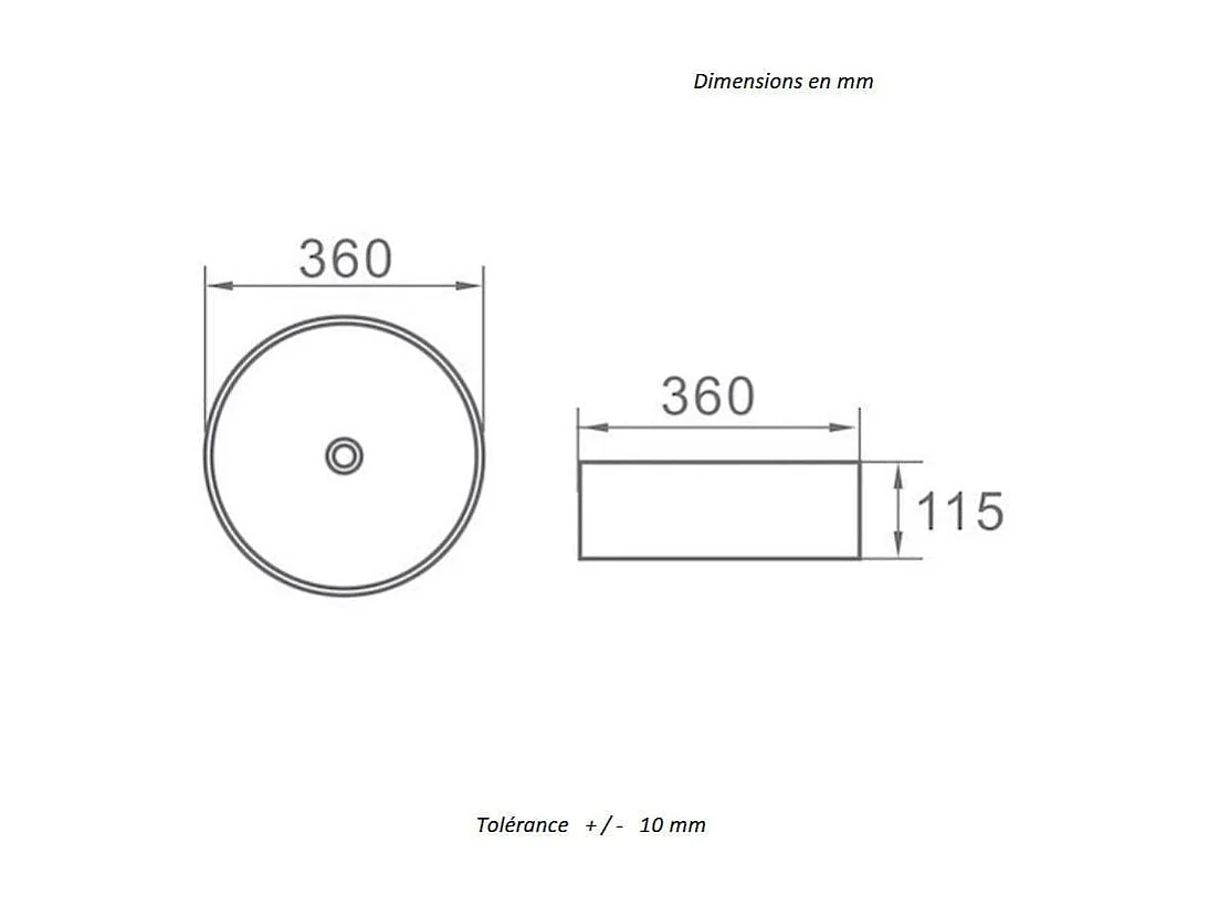 Aufsatzwaschbecken aus glasierter Keramik MENDOZA Ø36 cm weiß/gold