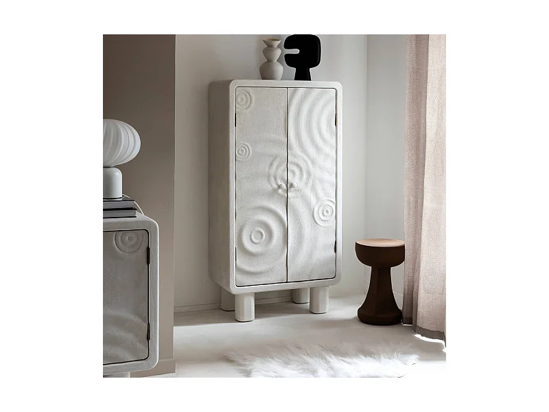 Armoire en bois effet béton blanc Danaé