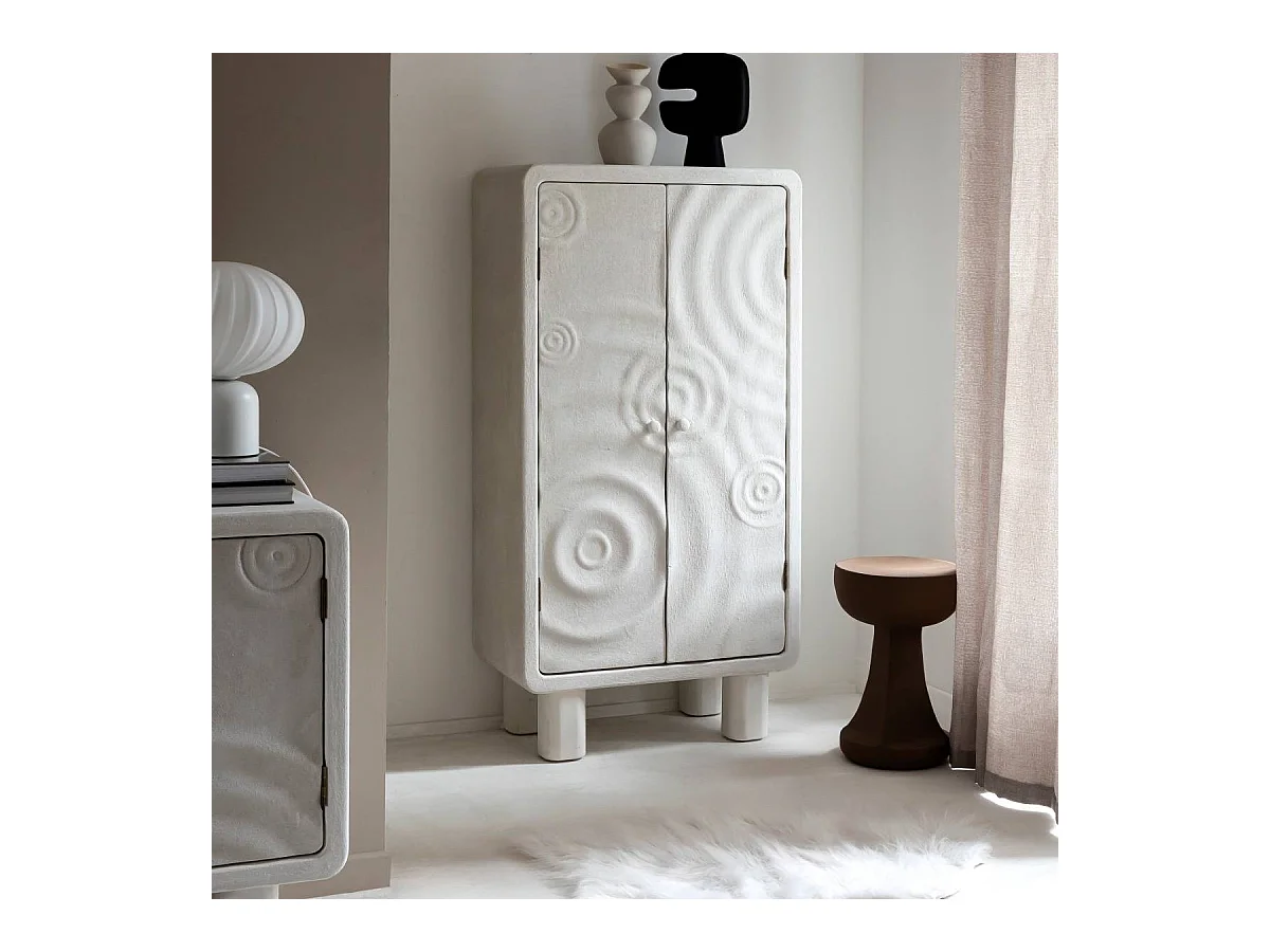 Armoire en bois effet béton blanc Danaé