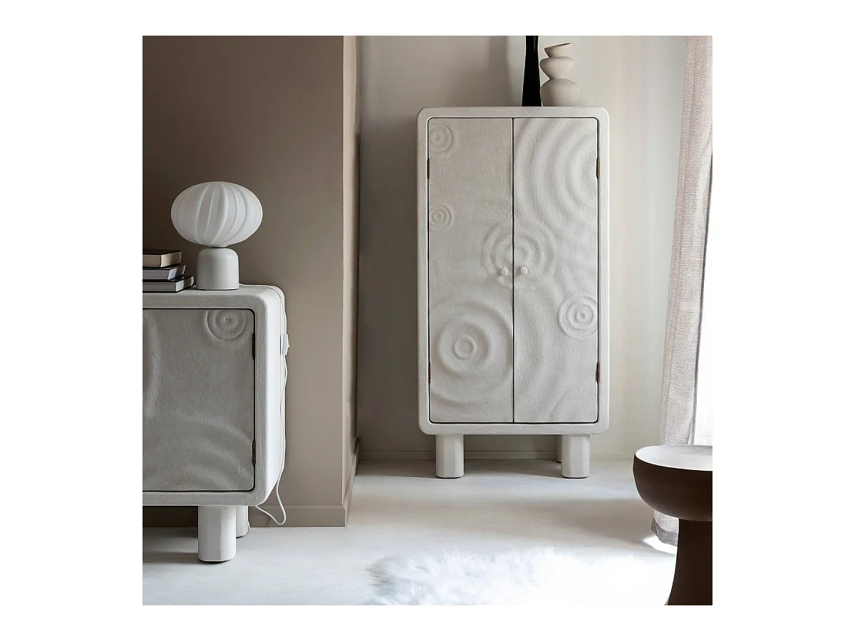 Armoire en bois effet béton blanc Danaé