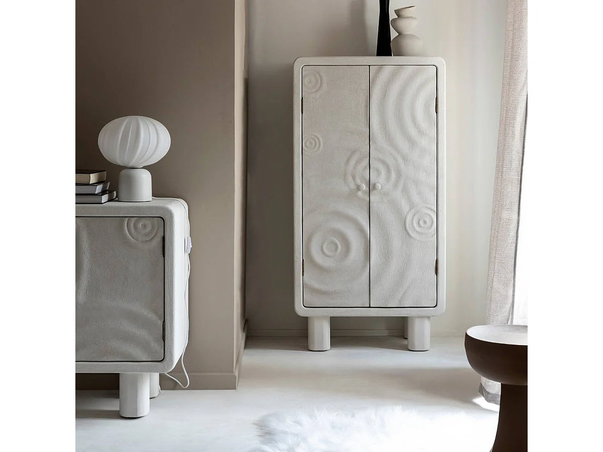 Armoire en bois effet béton blanc Danaé