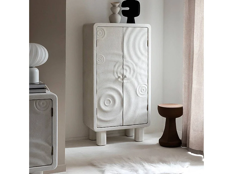 Armoire en bois effet béton blanc Danaé