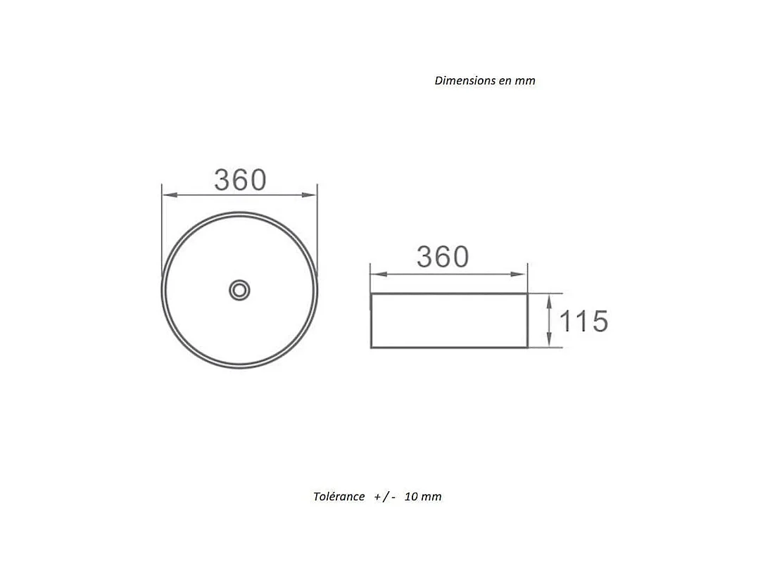 Aufsatzwaschbecken aus glasierter Keramik MENDOZA Ø36 cm schwarz/gold
