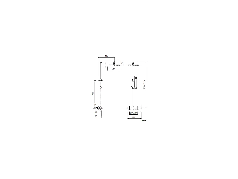 Columna de ducha termostática CUBO en 2 colores