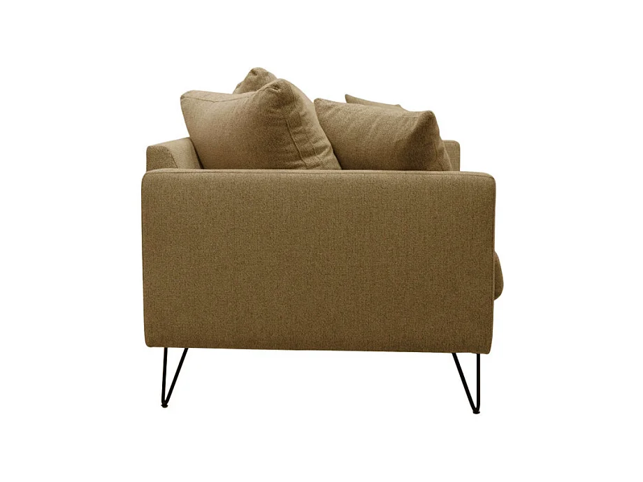 Villabon - Canapé 4 places en tissu pieds épingles noirs - Caramel