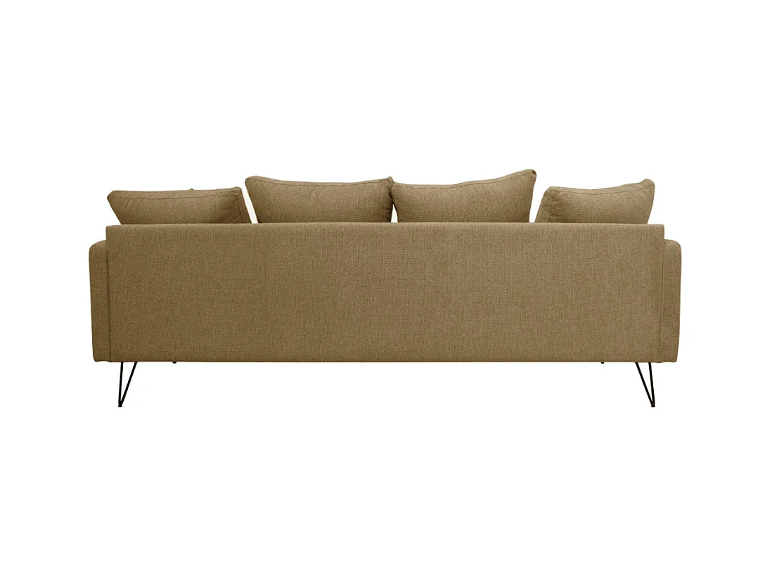 Villabon - Canapé 4 places en tissu pieds épingles noirs - Caramel