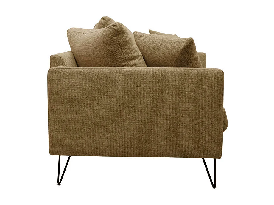 Villabon - Canapé 4 places en tissu pieds épingles noirs - Caramel