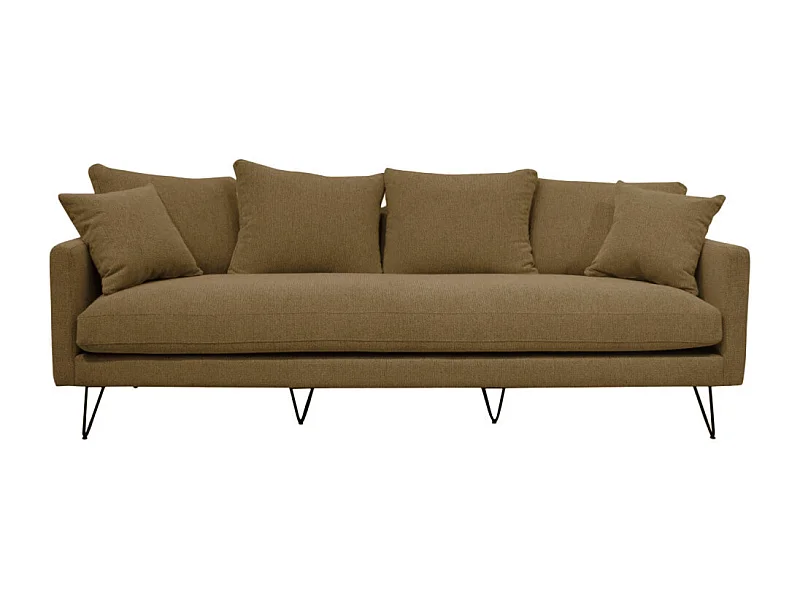 Villabon - Canapé 4 places en tissu pieds épingles noirs - Caramel