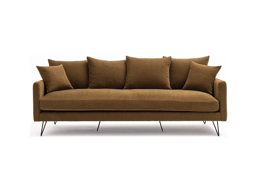 Villabon - Canapé 4 places en tissu pieds épingles noirs - Bronze