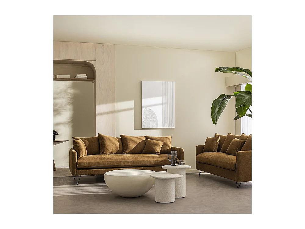 Villabon - Canapé 4 places en tissu pieds épingles noirs - Bronze