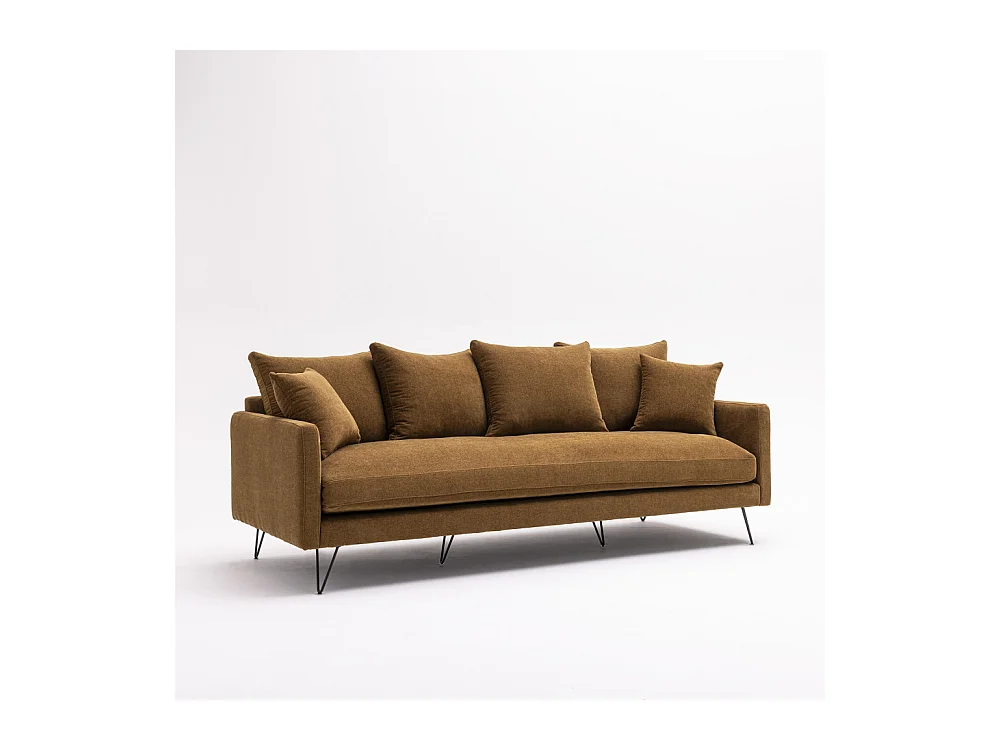 Villabon - Canapé 4 places en tissu pieds épingles noirs - Bronze