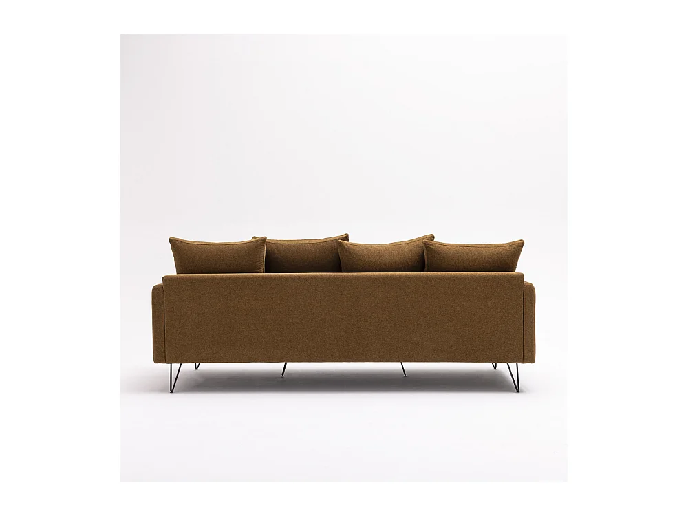 Villabon - Canapé 4 places en tissu pieds épingles noirs - Bronze