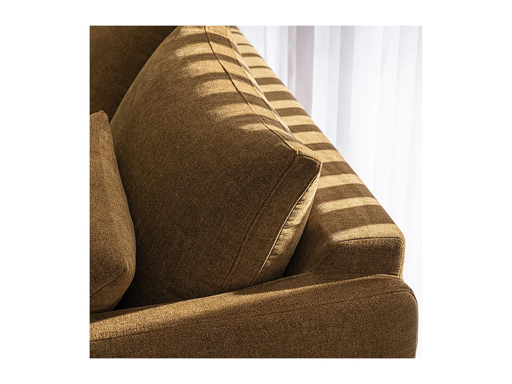 Villabon - Canapé 4 places en tissu pieds épingles noirs - Bronze