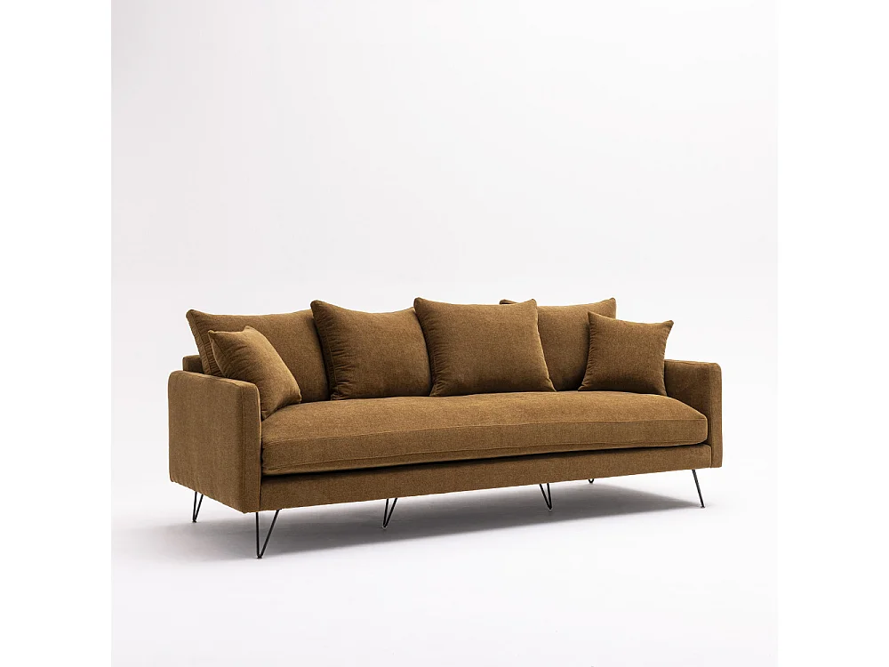 Villabon - Canapé 4 places en tissu pieds épingles noirs - Bronze